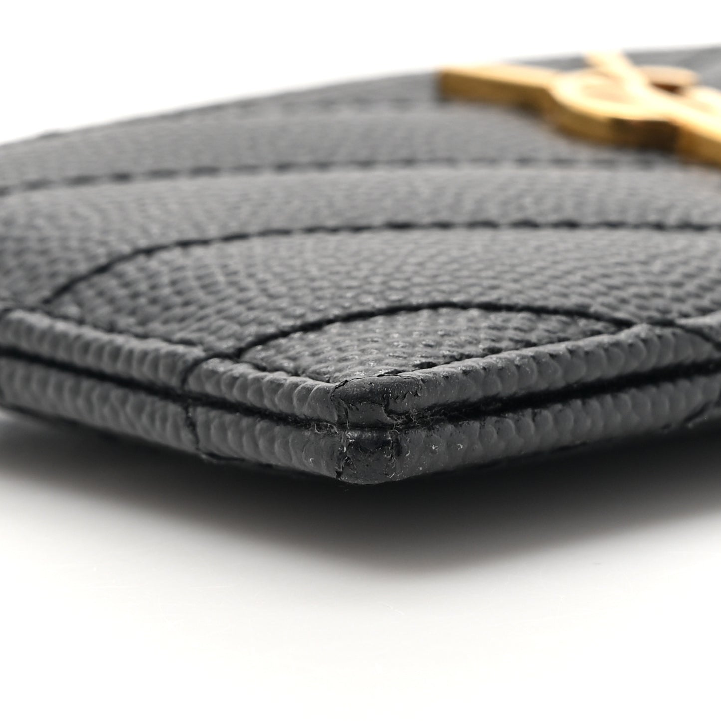 Grain De Poudre Matelasse Chevron Monogram Credit Card Case Black
