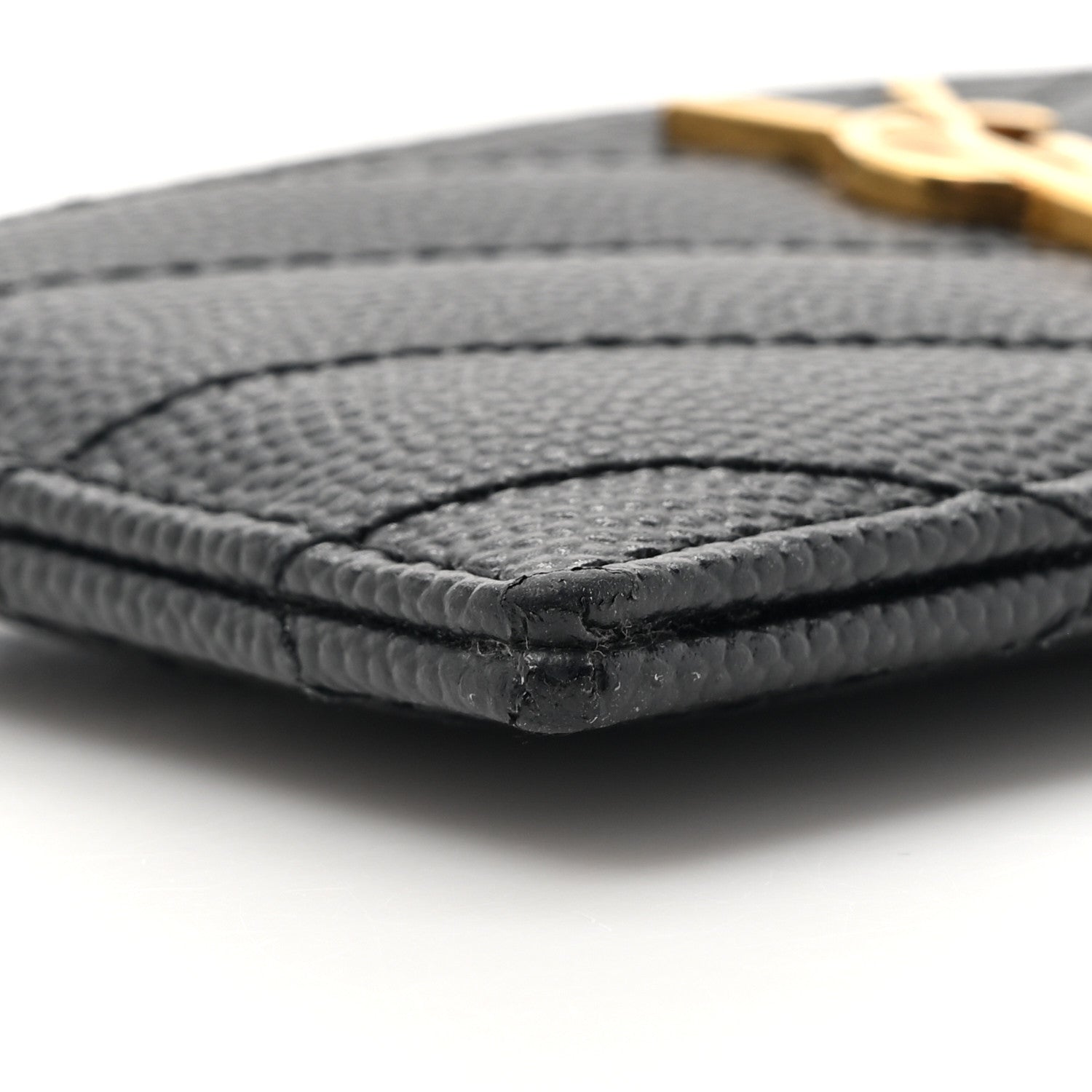 Saint Laurent Grain De Poudre Matelasse Chevron Monogram Credit Card Case Black 11 of 11