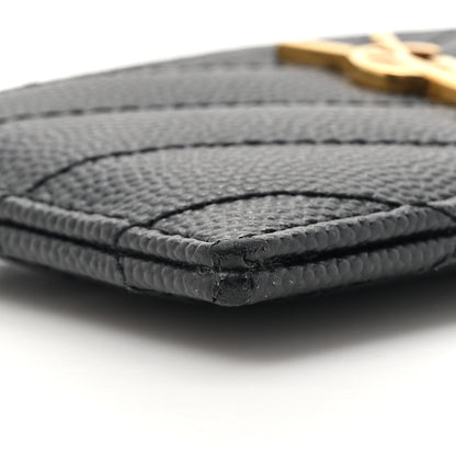 Saint Laurent Grain De Poudre Matelasse Chevron Monogram Credit Card Case Black 11 of 11