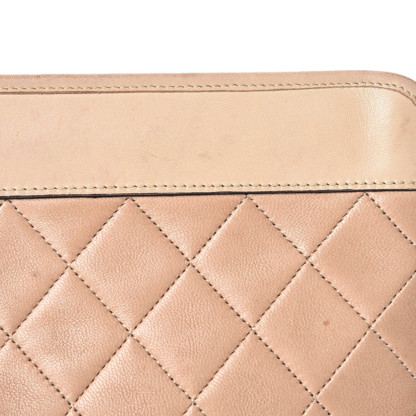 Lambskin Quilted Clutch Beige
