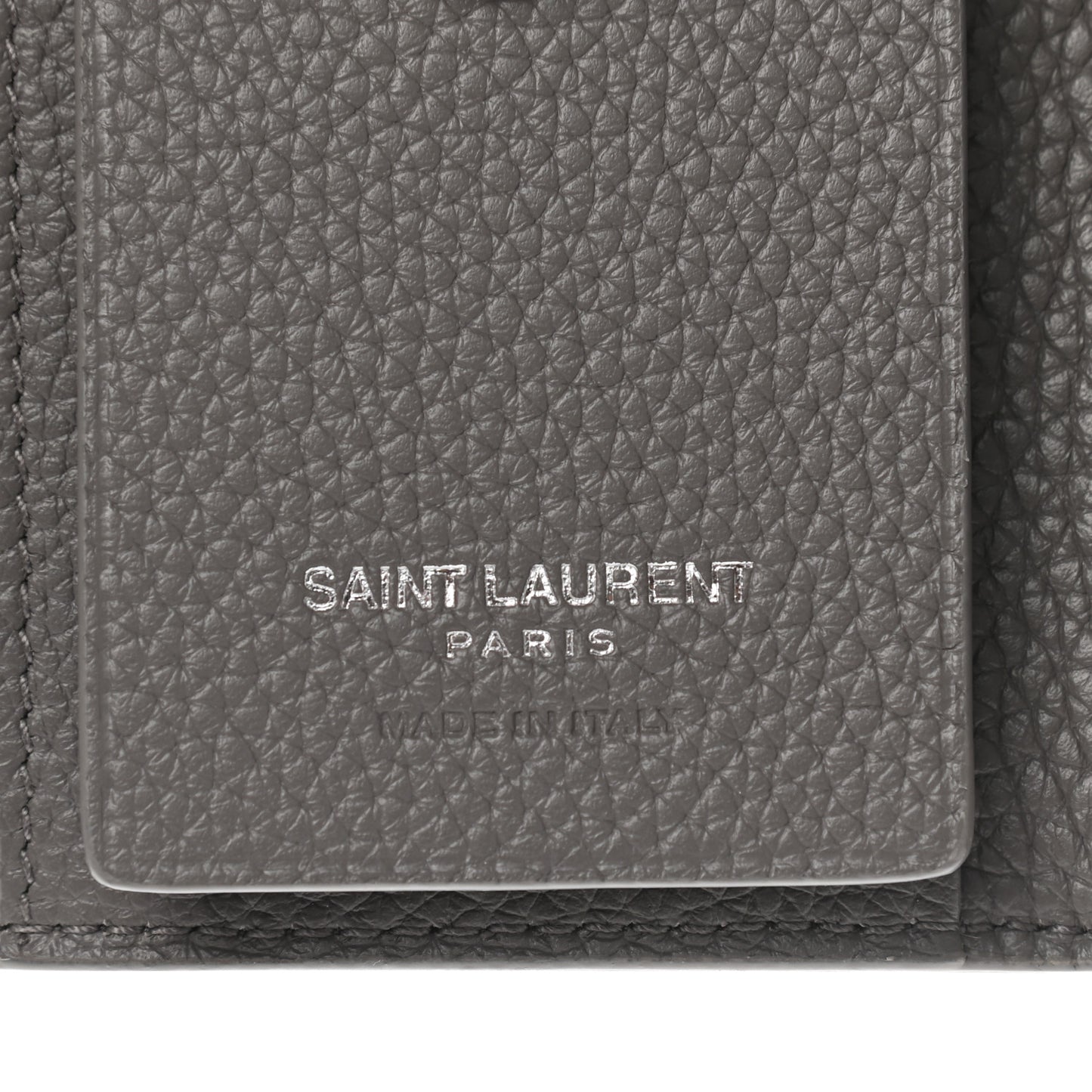 Grained Calfskin Key Holder Wallet Grey