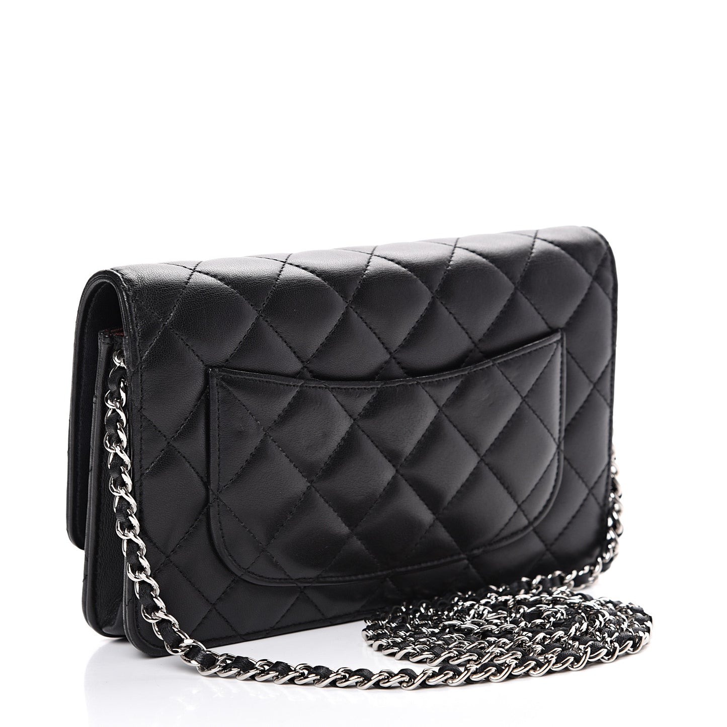 Lambskin Quilted Wallet On Chain WOC Black