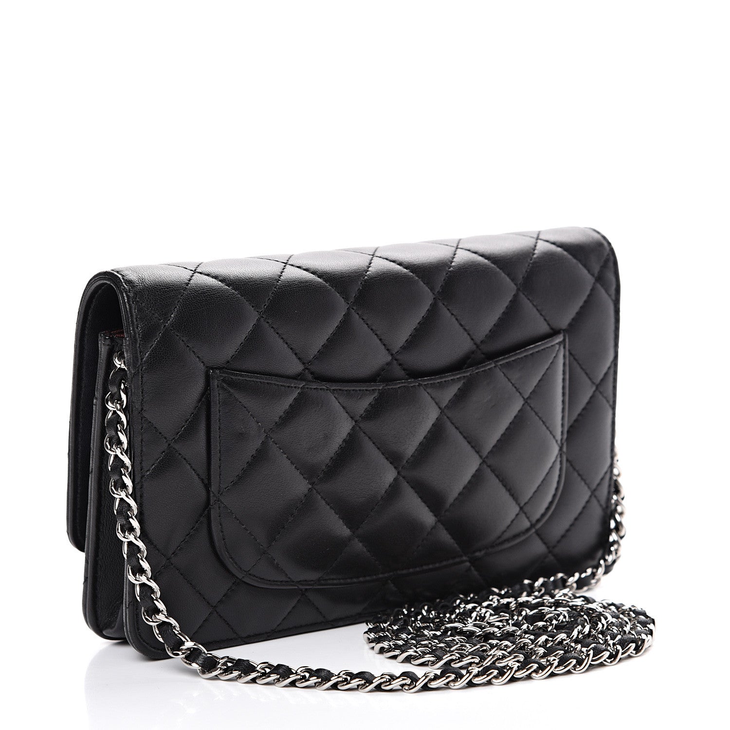 Chanel Lambskin Quilted Wallet On Chain WOC Black 2 of 12