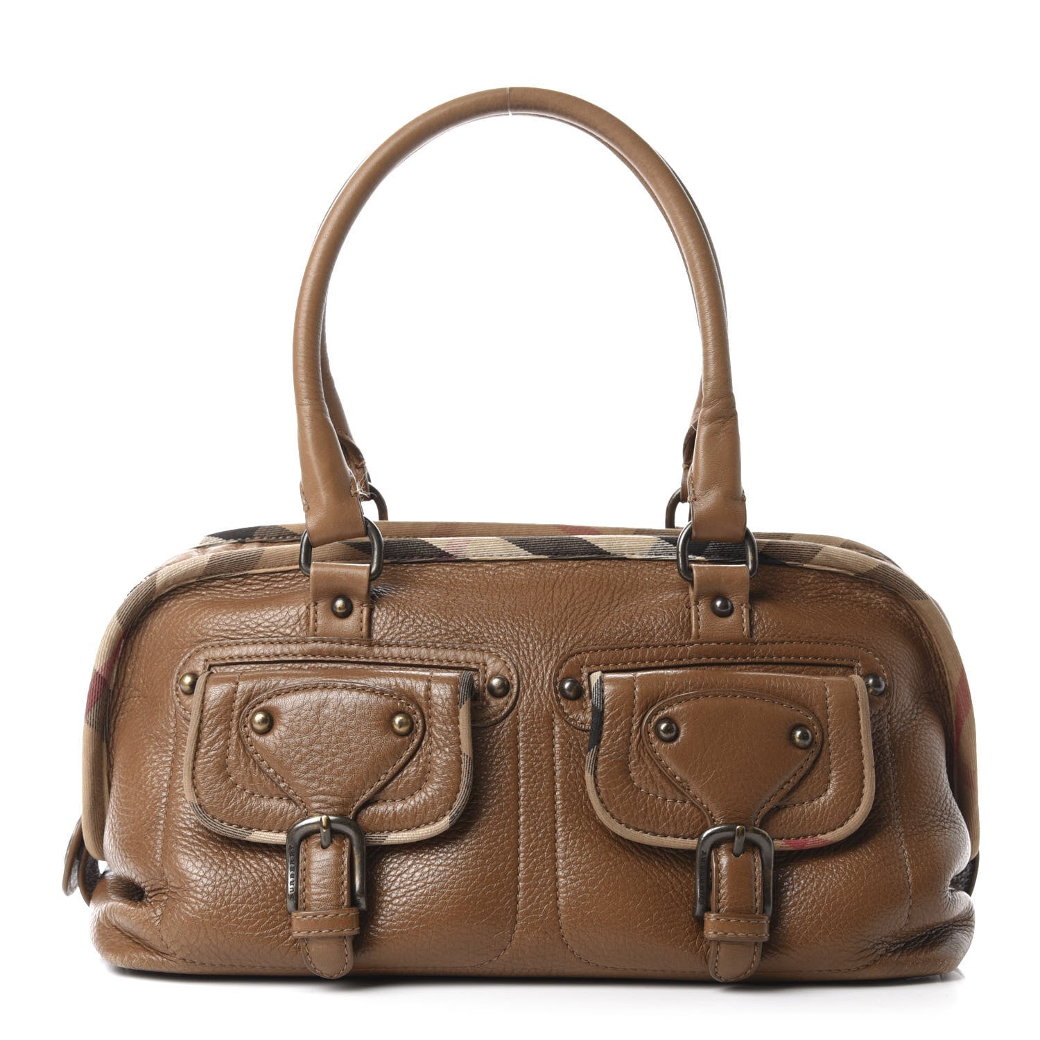 Burberry Grained Calfskin Two Front Pocket Satchel Brown 1 of 16