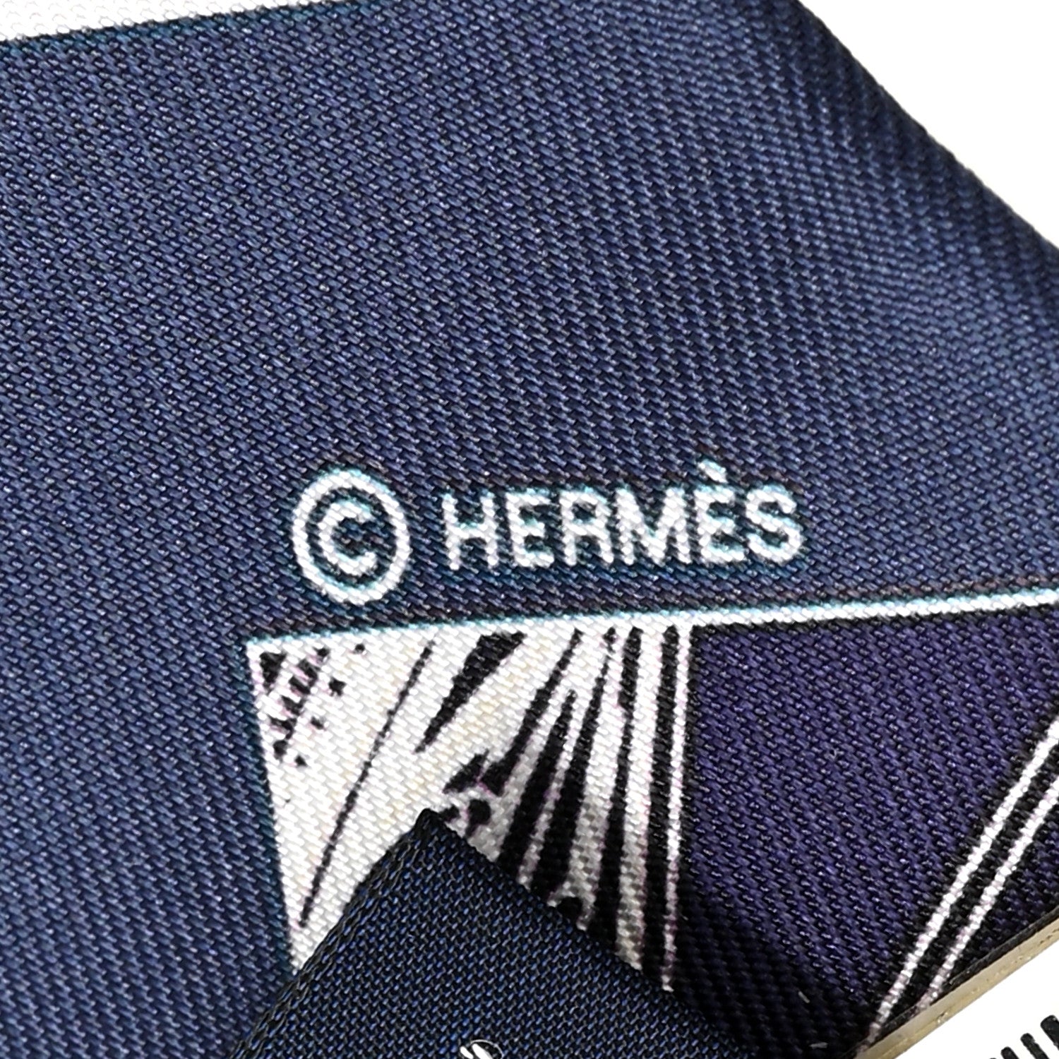 Hermes Silk Springs Springs Twilly Marine Creme Petrole 3 of 4