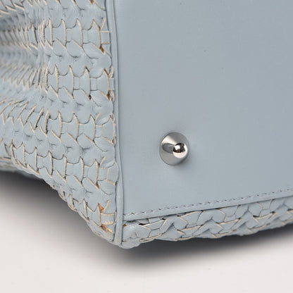 Christian Dior Lambskin Woven Medium Lady Dior Shopping Tote Light Blue 12 of 14
