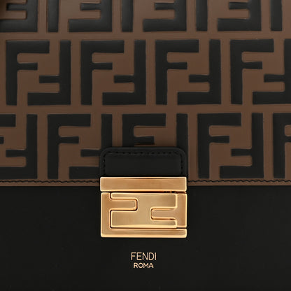 Fendi Vitello Liberty Bi-Color FF 1974 Embossed Chain Strap Kan U Shoulder Bag Black Maya 7 of 9