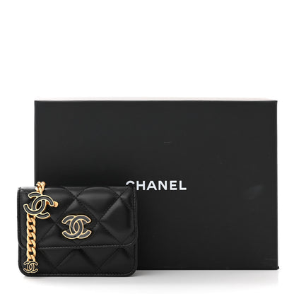Chanel Lambskin Enamel Quilted Pending CC Flap Belt Bag Black 12 of 12