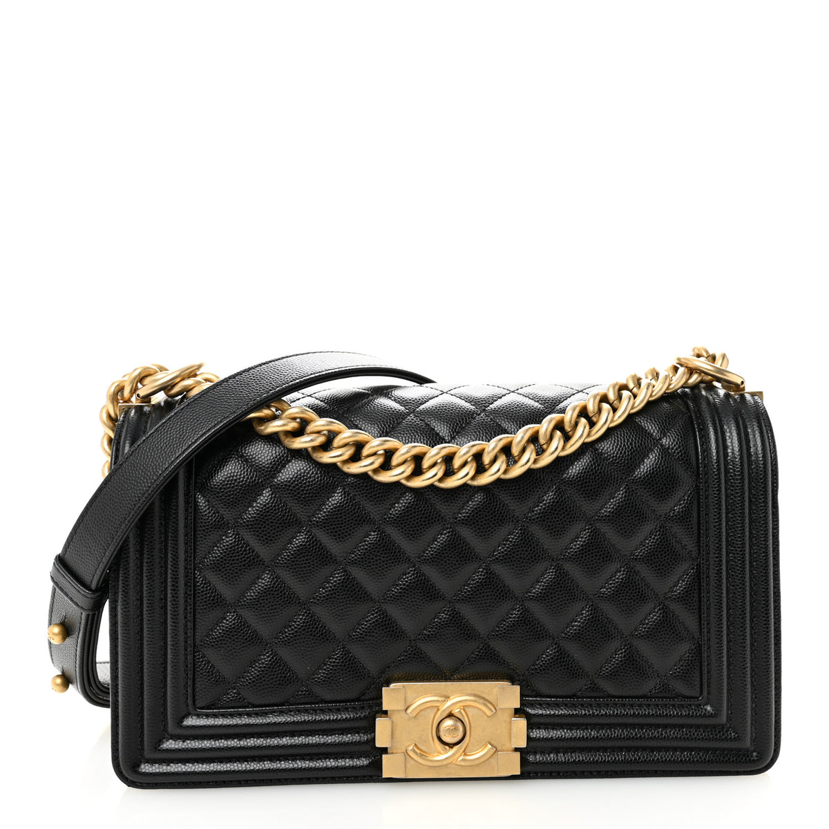 Caviar Quilted Medium Boy Flap Black