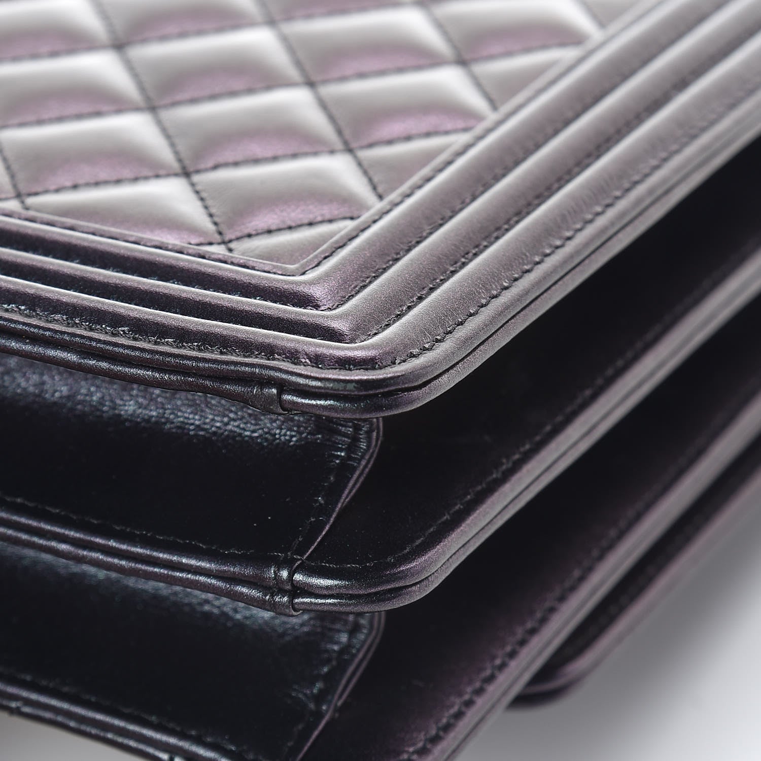 Chanel Iridescent Calfskin Quilted North South Boy Flap Black 12 of 14