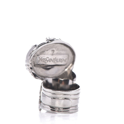 Saint Laurent Glass Cabochon Arty Ovale Ring 7 Gunmetal Black 3 of 5