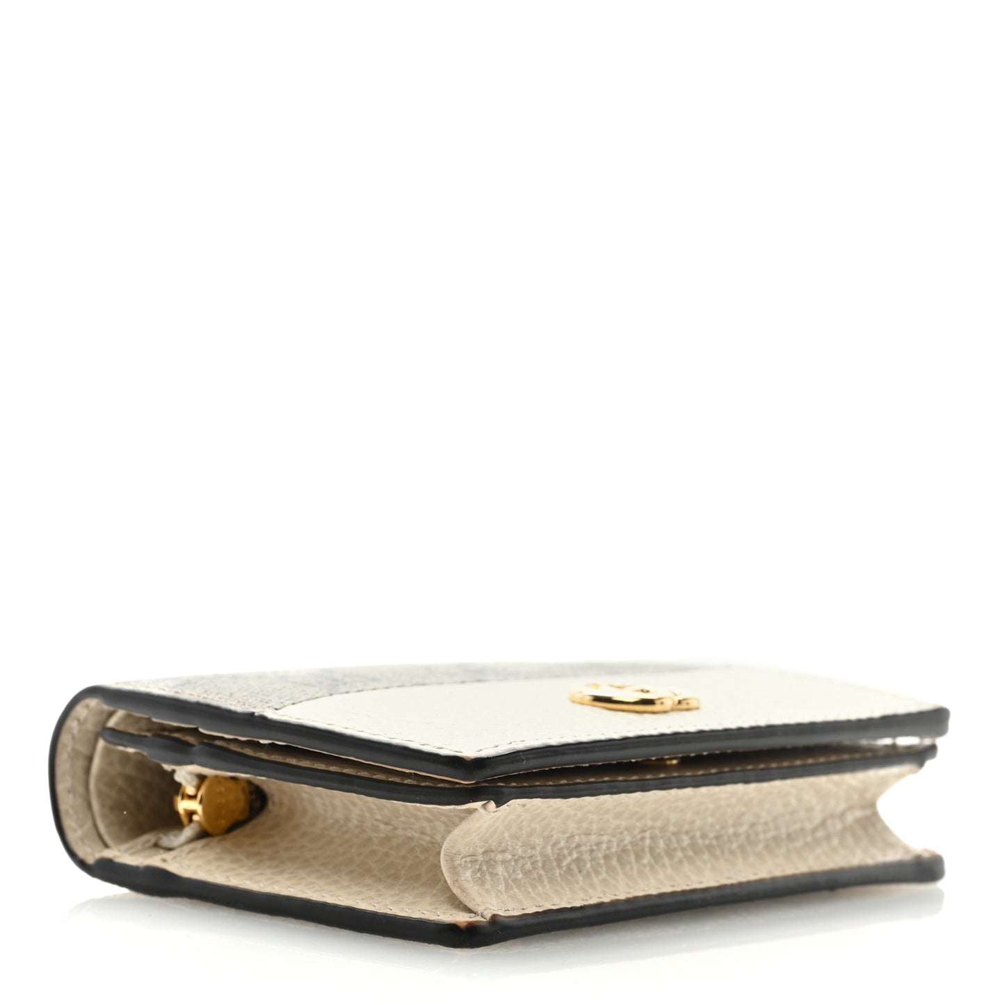 Dollar Calfskin GG Supreme Monogram GG Marmont Card Case Mystic White Beige Ebony