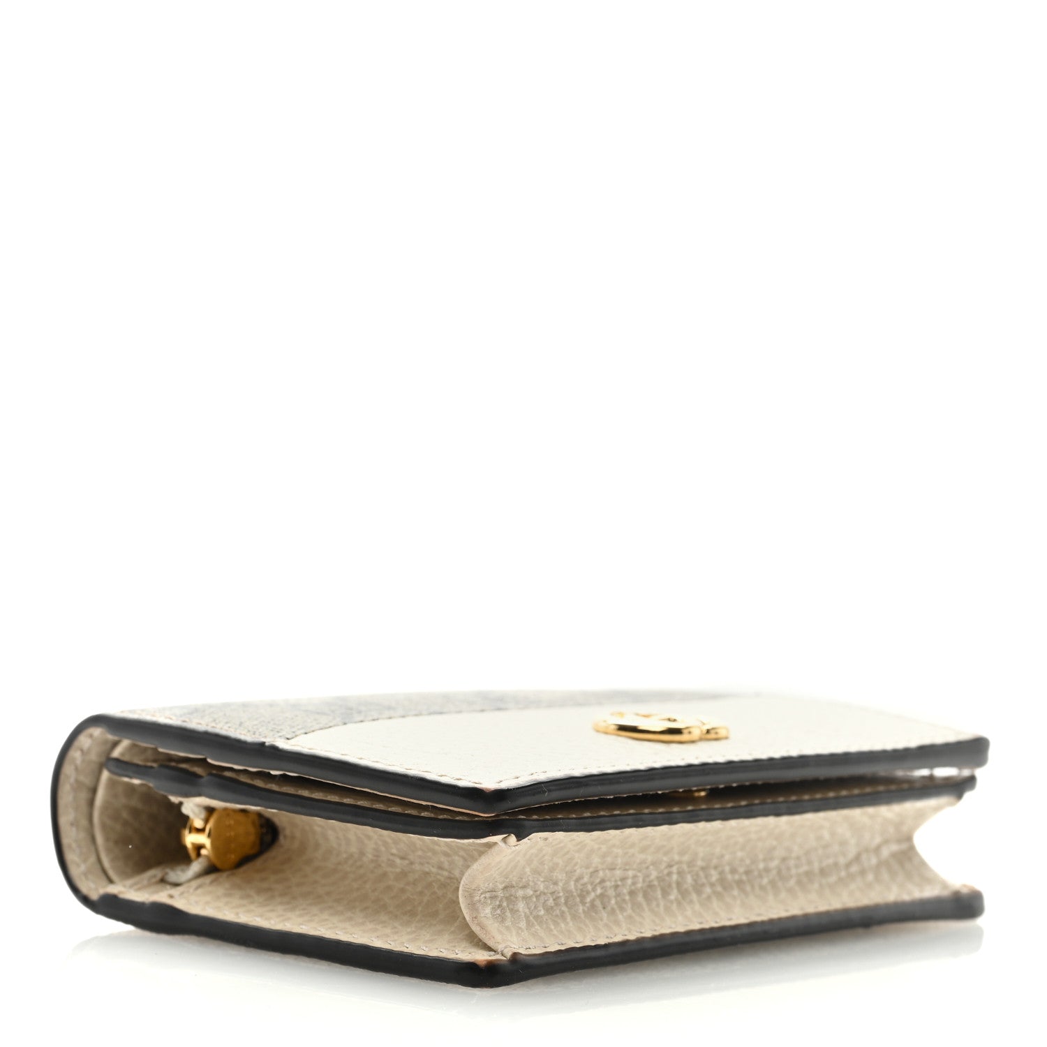 Gucci Dollar Calfskin GG Supreme Monogram GG Marmont Card Case Mystic White Beige Ebony 4 of 7