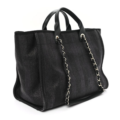 Chanel Mixed Fibers Calfskin Striped Medium Deauville Black 3 of 14