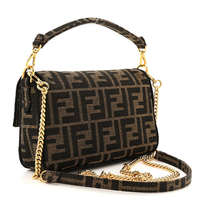 Fendi Fabric Jacquard FF 1974 Mini Baguette Tobacco Moro Black 3 of 10
