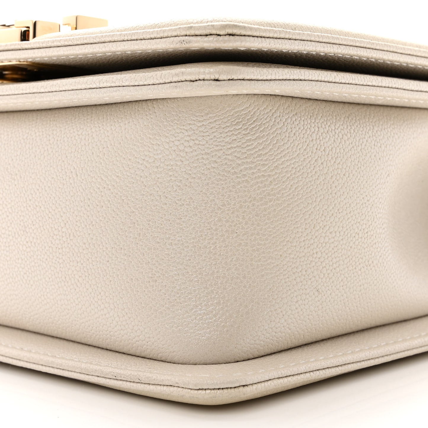 Iridescent Caviar Mini Boy Flap White