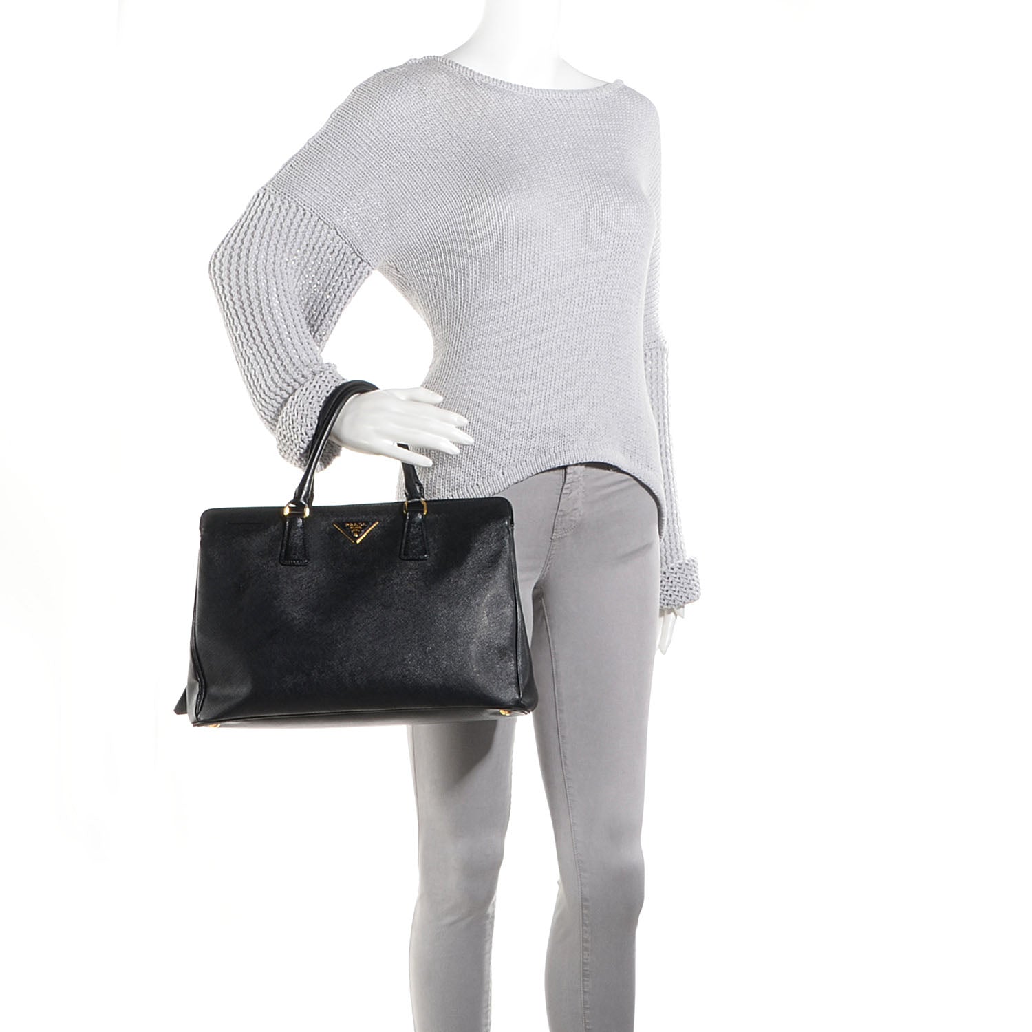 Prada Saffiano Lux Large Top Handle Open Tote Nero Black 2 of 11