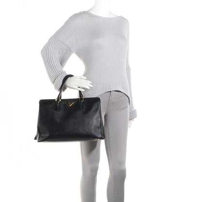 Prada Saffiano Lux Large Top Handle Open Tote Nero Black 2 of 11