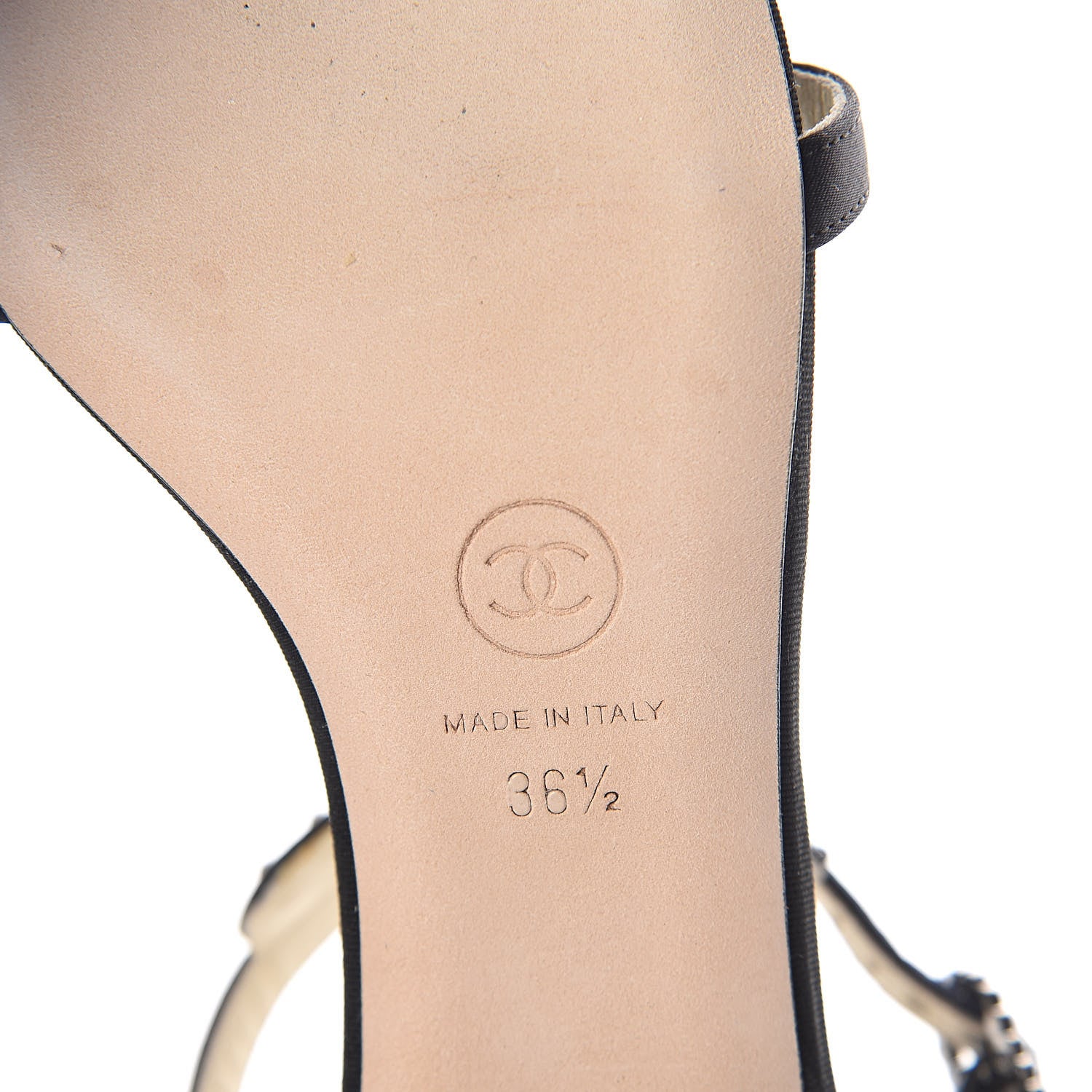 Chanel Satin Pearl Sandals 36.5 Black Navy 6 of 7