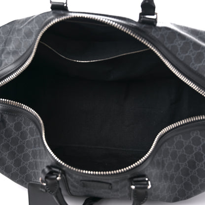 Gucci Soft GG Supreme Monogram Appia Calfskin Web Large Carry On Duffle Bag Black Grey 4 of 10
