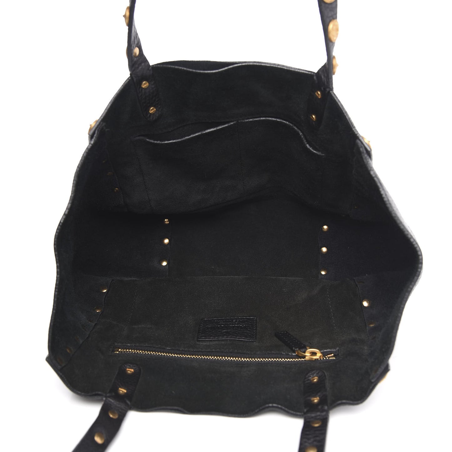 Pebble Calfskin Studded Zodiac Tote Black