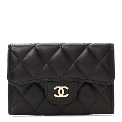 Chanel Lambskin Quilted Flap Card Holder Dark Brown 1 of 8