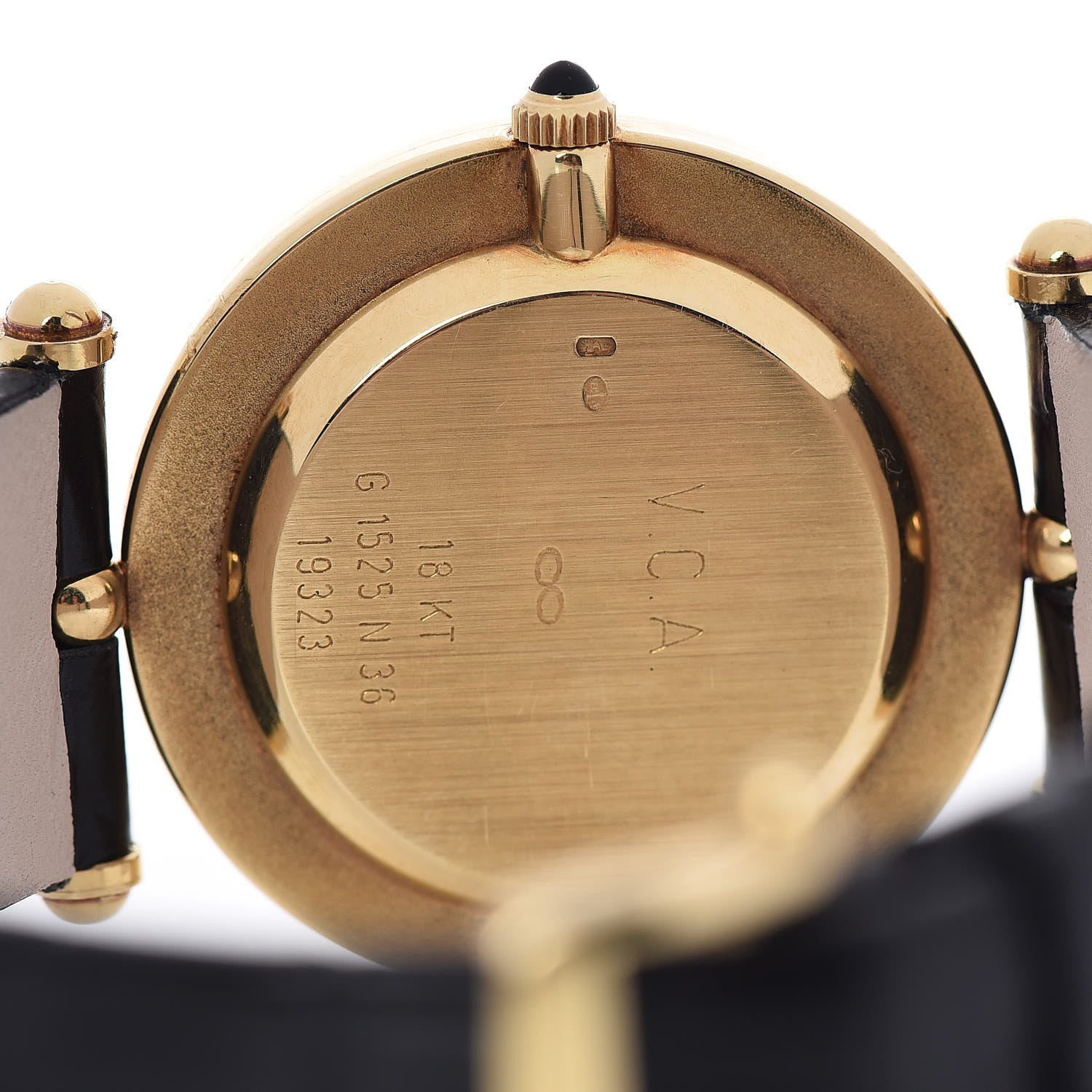 Van Cleef & Arpels 18K White Yellow Gold Alligator 30mm Manual Winding Watch Black 5 of 6