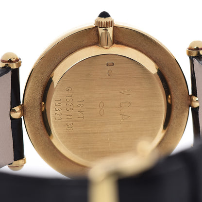 Van Cleef & Arpels 18K White Yellow Gold Alligator 30mm Manual Winding Watch Black 5 of 6