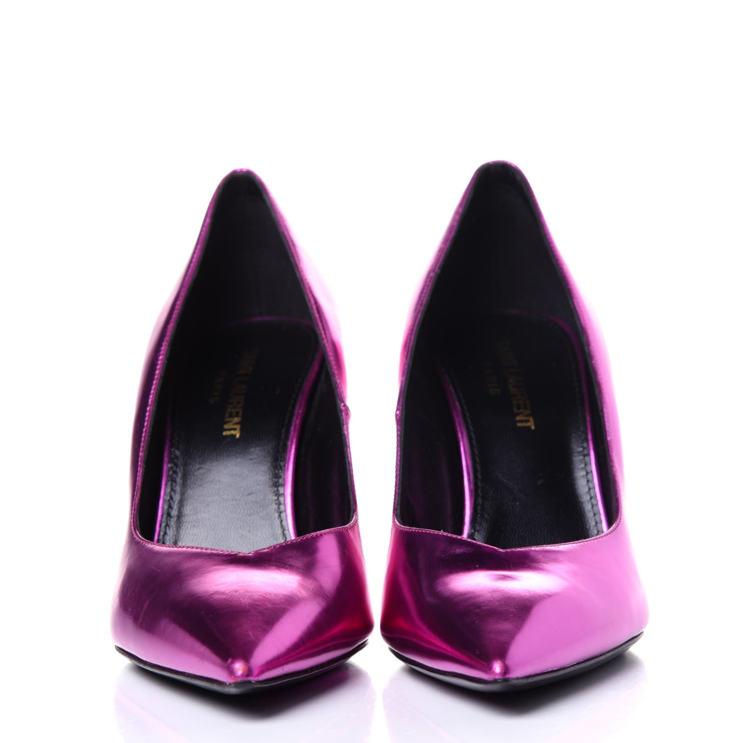 Saint Laurent Metallic Calfskin Kiki 85 Pumps 36.5 Fuchsia 2 of 10
