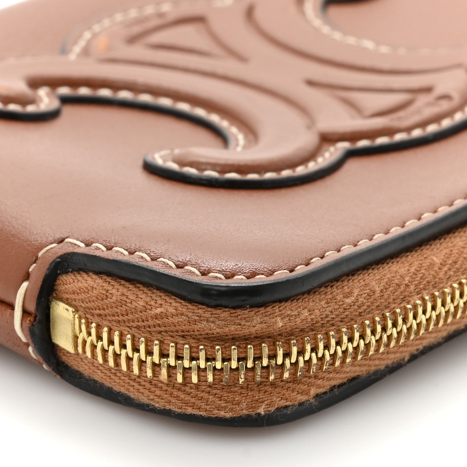 Celine Smooth Calfskin Cuir Triomphe Coin and Card Pouch With Hook Tan 11 of 12