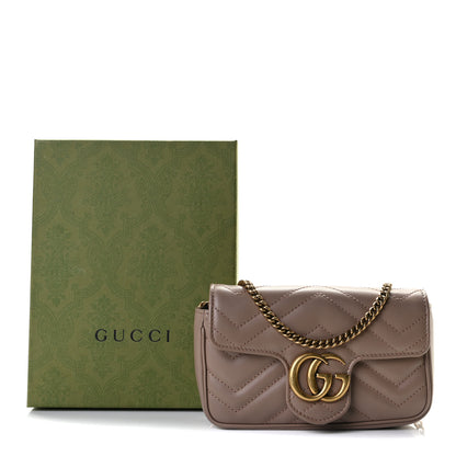 Gucci Calfskin Matelasse Super Mini GG Marmont Shoulder Bag Porcelain Rose 8 of 8