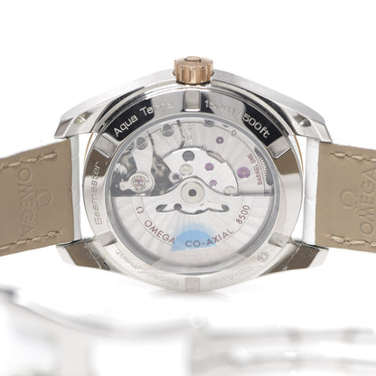 Omega Stainless Steel 18K Red Gold Alligator Diamond 38mm Seamaster Aqua Terra Co-Axial Automatic Watch White 231.23.39.21.52.001 4 of 10