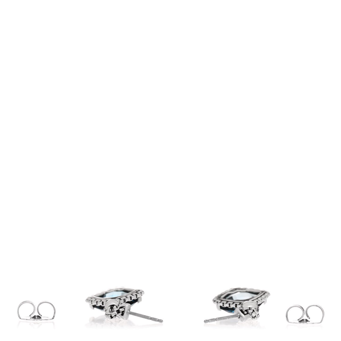 Sterling Silver Diamond Blue Topaz Cushion On Point Drop Earrings