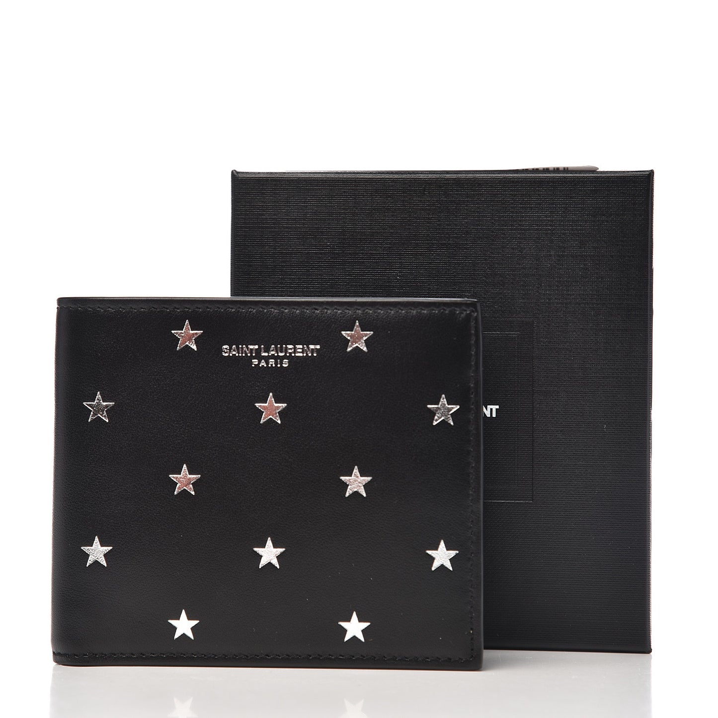 Calfskin Star Print East West Wallet Black