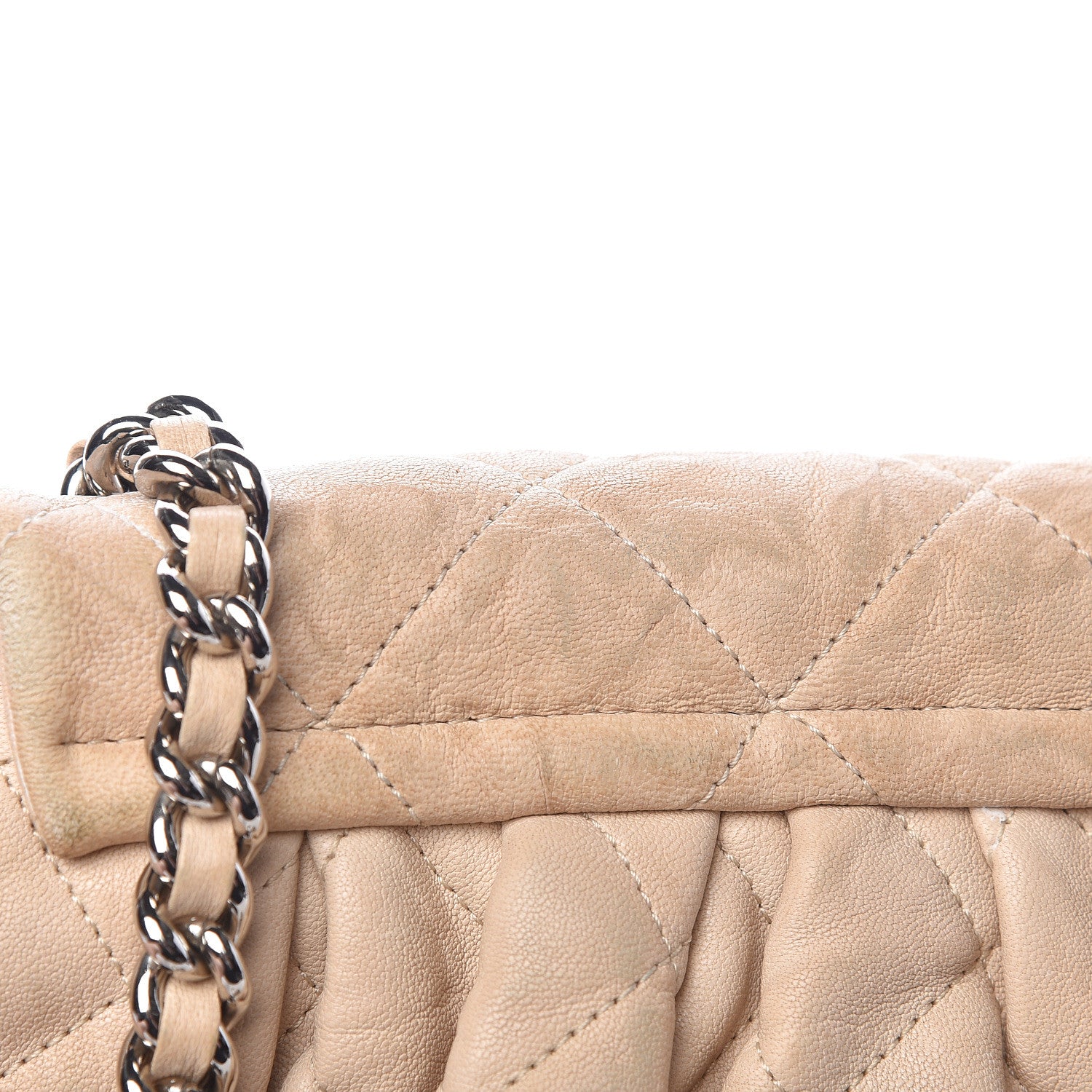 Chanel Washed Lambskin Quilted Medium Chain Around Flap Beige 12 of 17