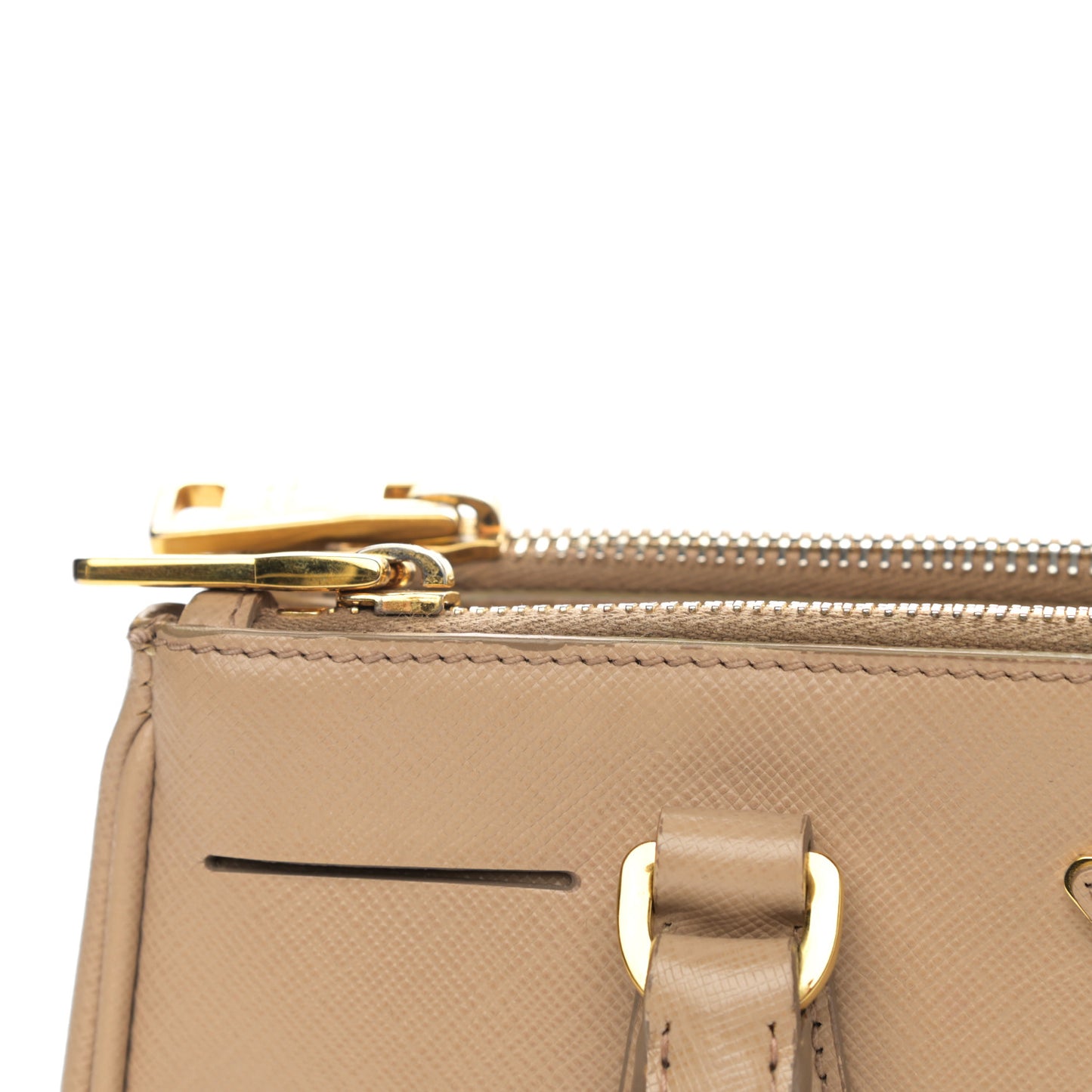 Saffiano Lux Mini Galleria Double Zip Tote Sabbia