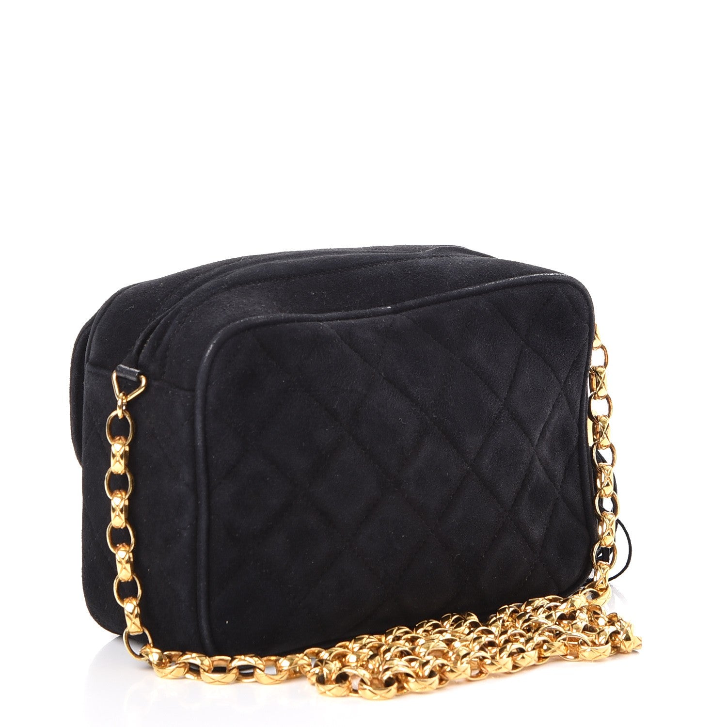 Chanel Suede Quilted CC Tassel Camera Case Black 3 of 10