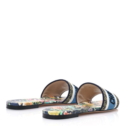 Christian Dior Canvas D-Constellation Embroidered Dway Flat Slide Sandals 36.5 Black Multicolor 4 of 9