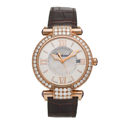 Chopard 18K Rose Gold Alligator Diamond Bezel Mother of Pearl 36mm Imperiale Quartz Watch 1 of 4