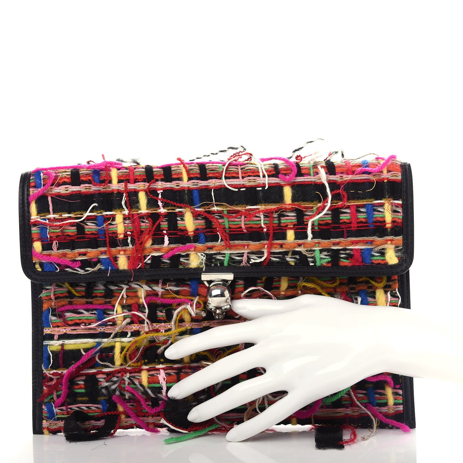 Alexander McQueen Tweed Skull Envelope Clutch 2 of 8