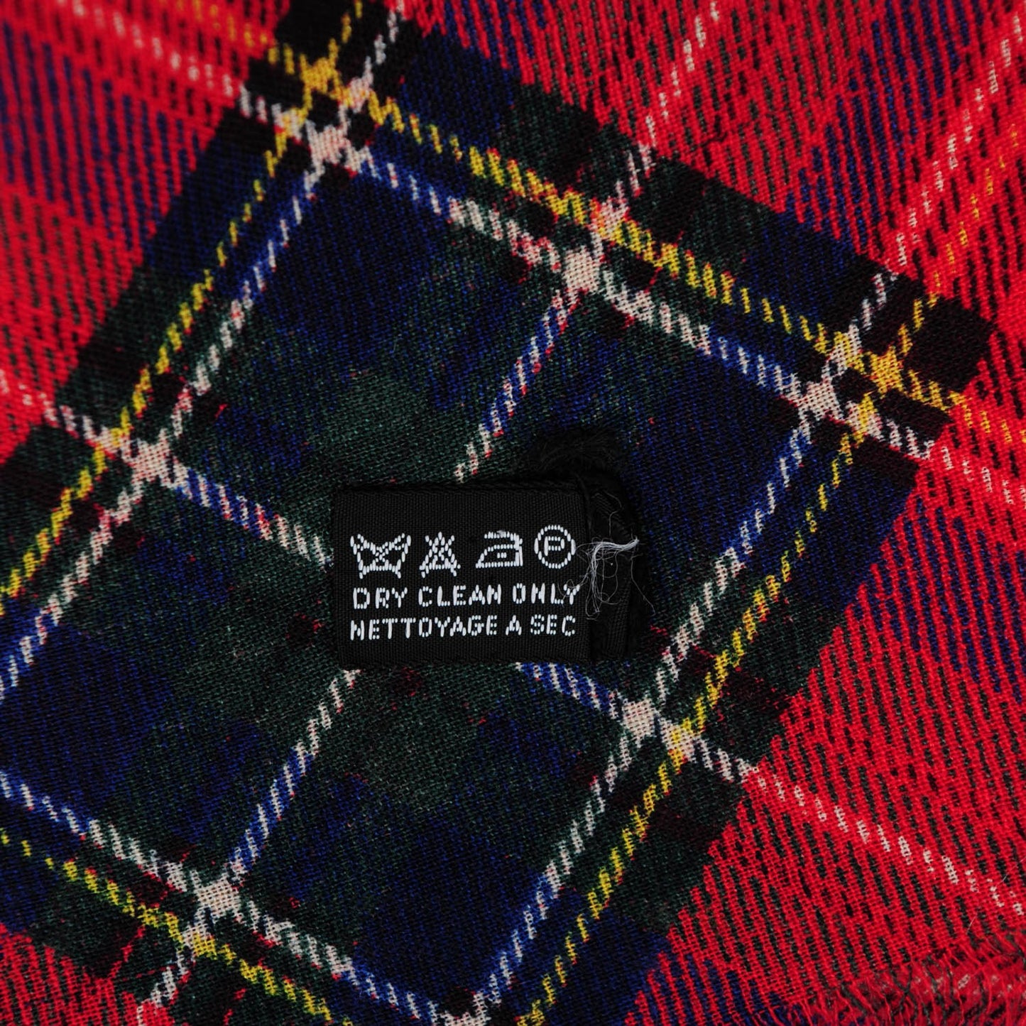 Silk Cashmere Tartan CC Medallion Shawl Red