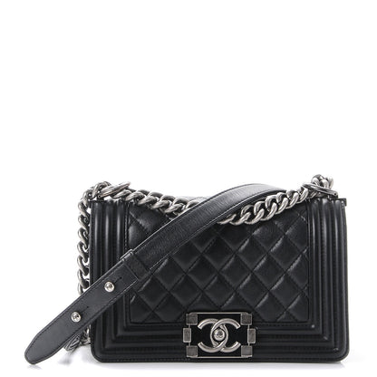 Chanel Metallic Calfskin Quilted Small Boy Flap Black 1 of 8