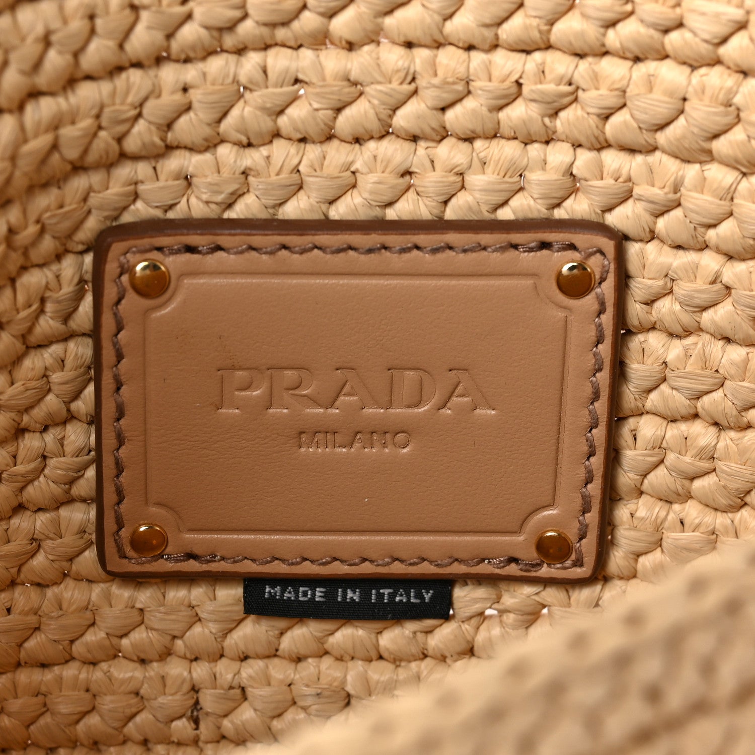 Prada Yarn Raffia Effect Crochet Logo Embroidered Flap Shoulder Bag Naturale 6 of 8