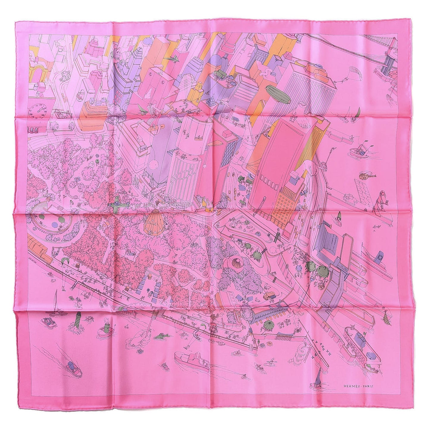 Silk The Battery New York Scarf 90 Rose Malabar Jaune