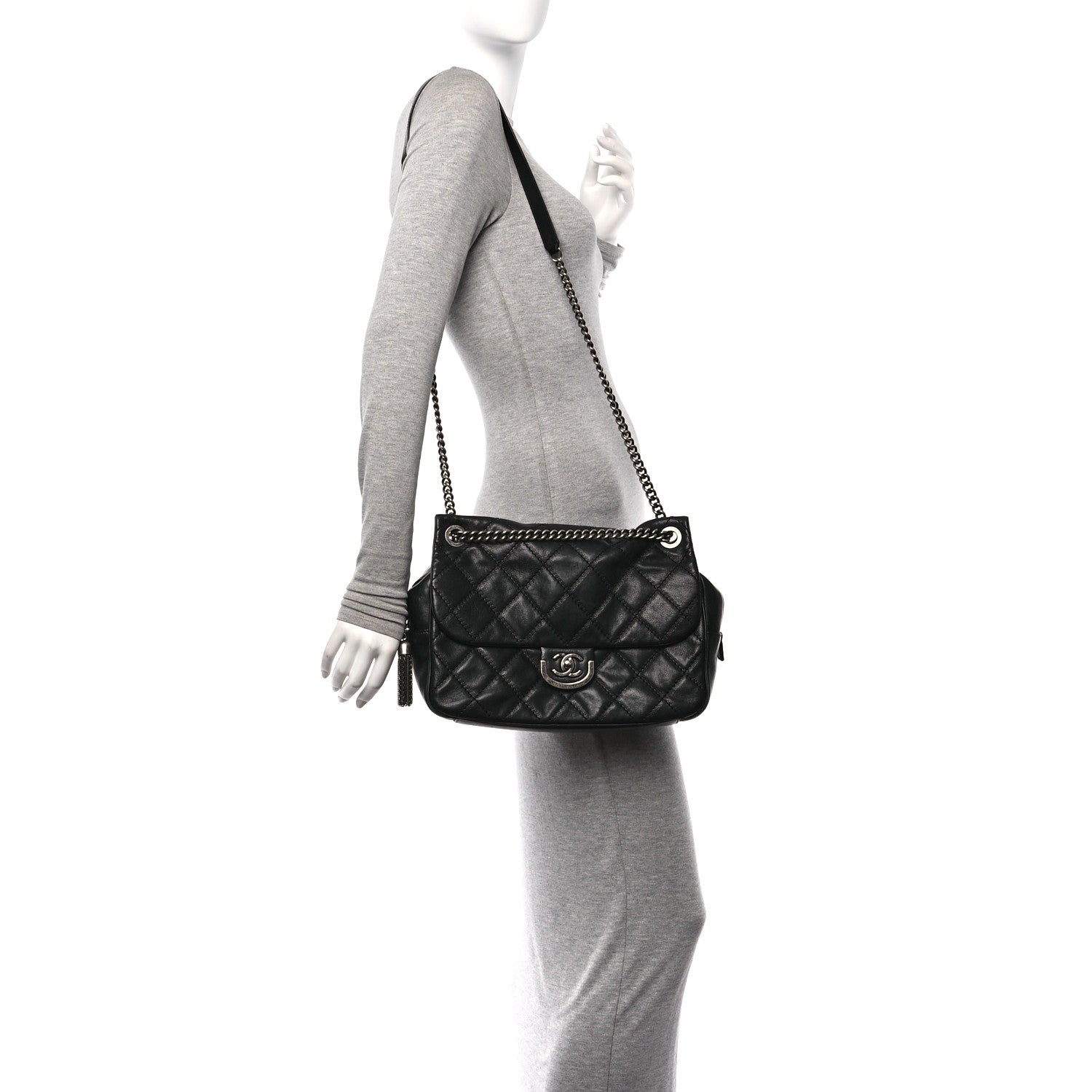 Chanel Calfskin Quilted Jumbo Coco Sporran Flap Black 2 of 11