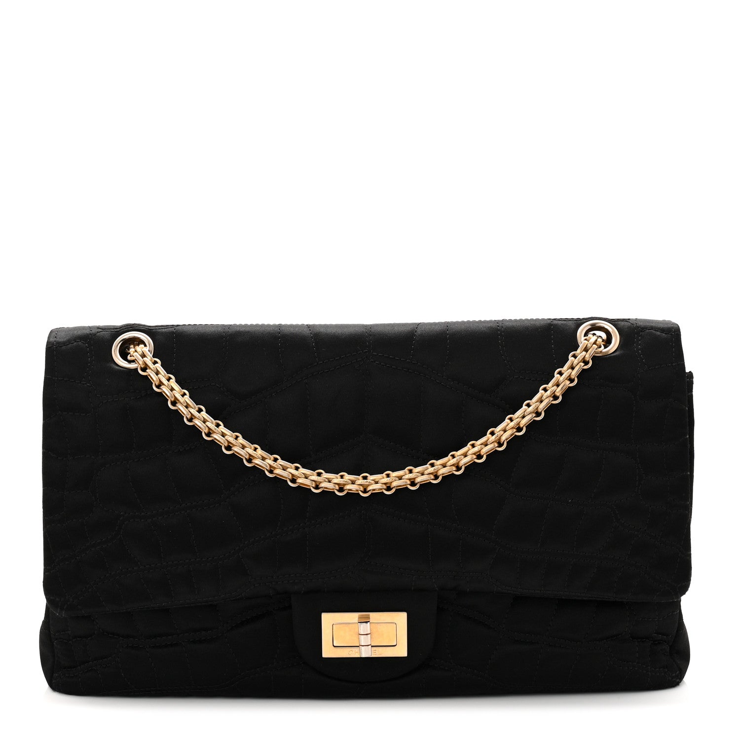 Chanel Satin Coco's Croc 2.55 Reissue 227 Flap Black 1 of 10