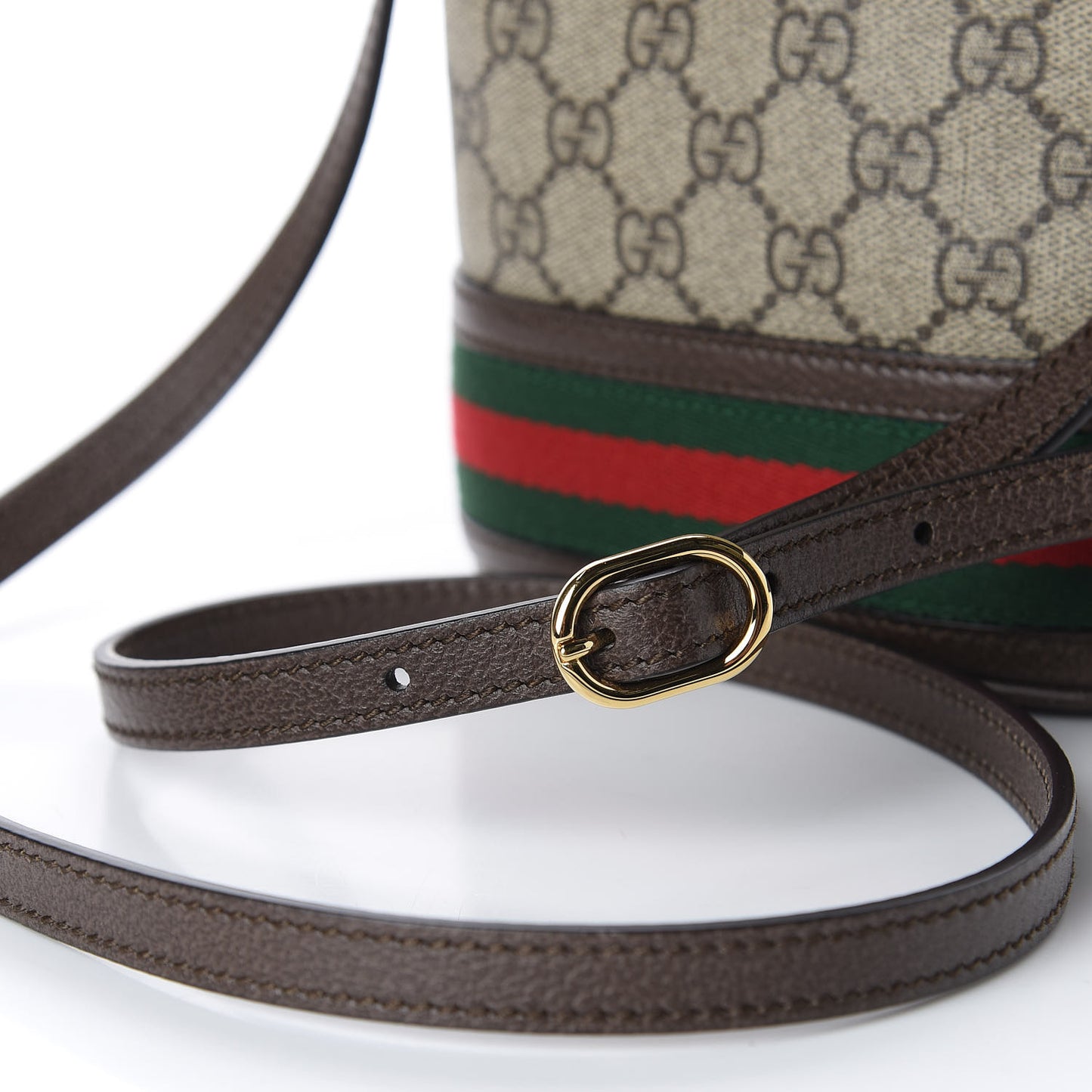GG Supreme Monogram Web Mini Ophidia Bucket Bag Brown
