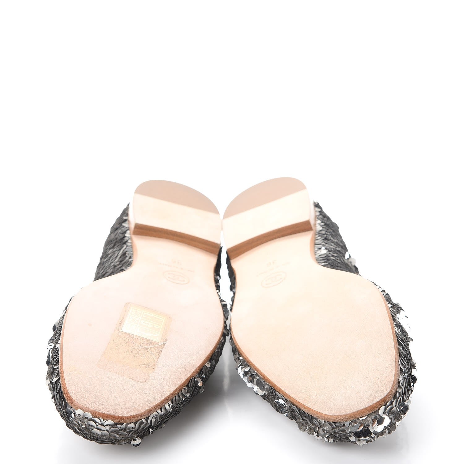 Chanel Sequin CC Loafers 36 Silver 5 of 10