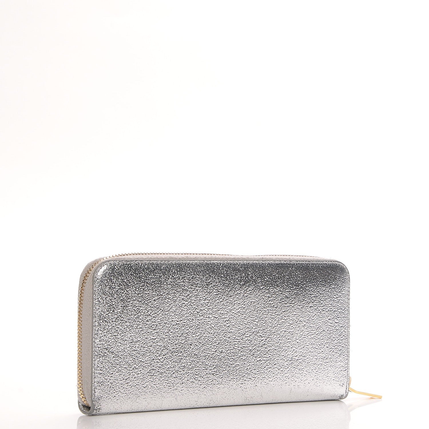 Saint Laurent Metallic Calfskin Continental Zip Around Wallet Silver 3 of 6