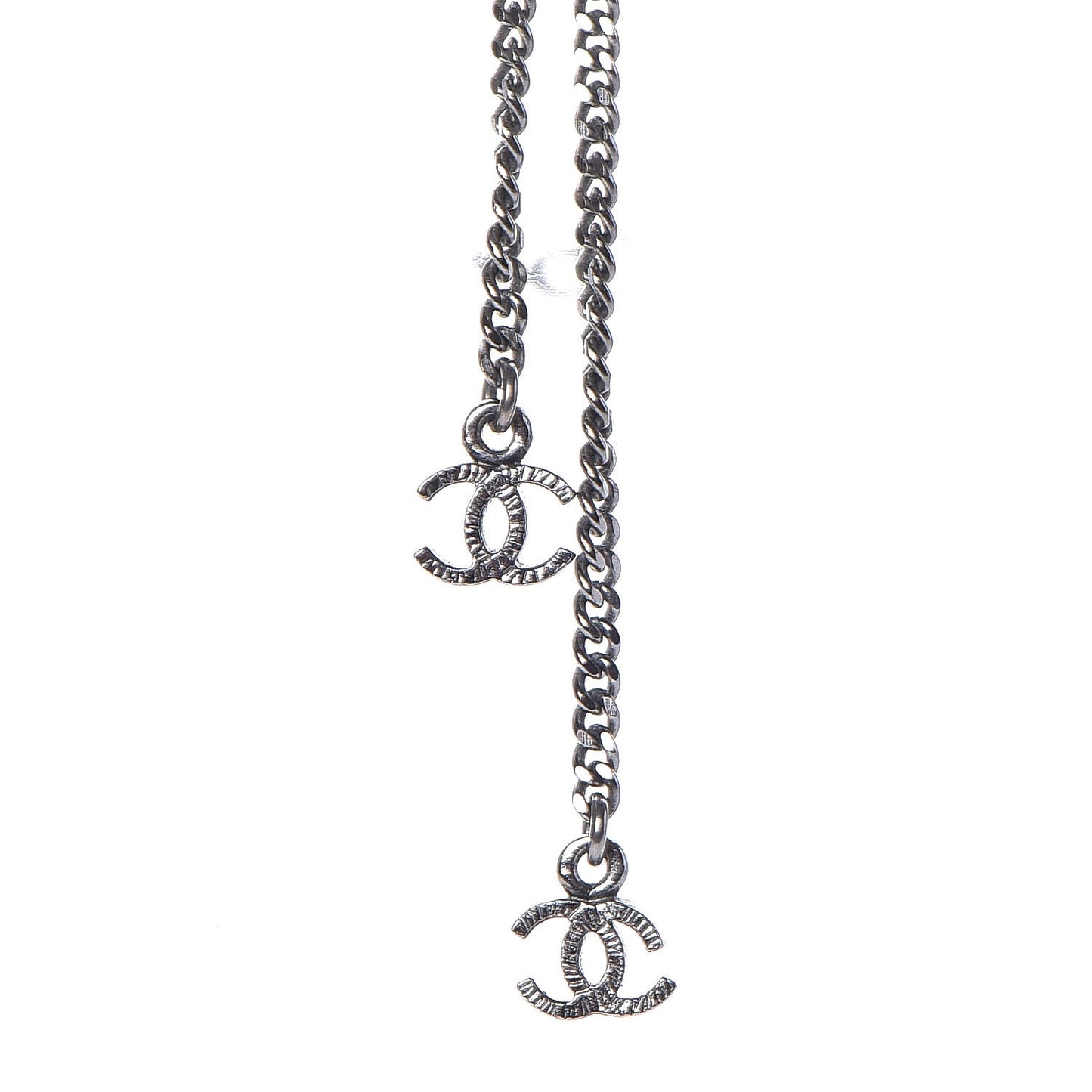 Pearl Enamel Bead CC Necklace Ruthenium Black Silver